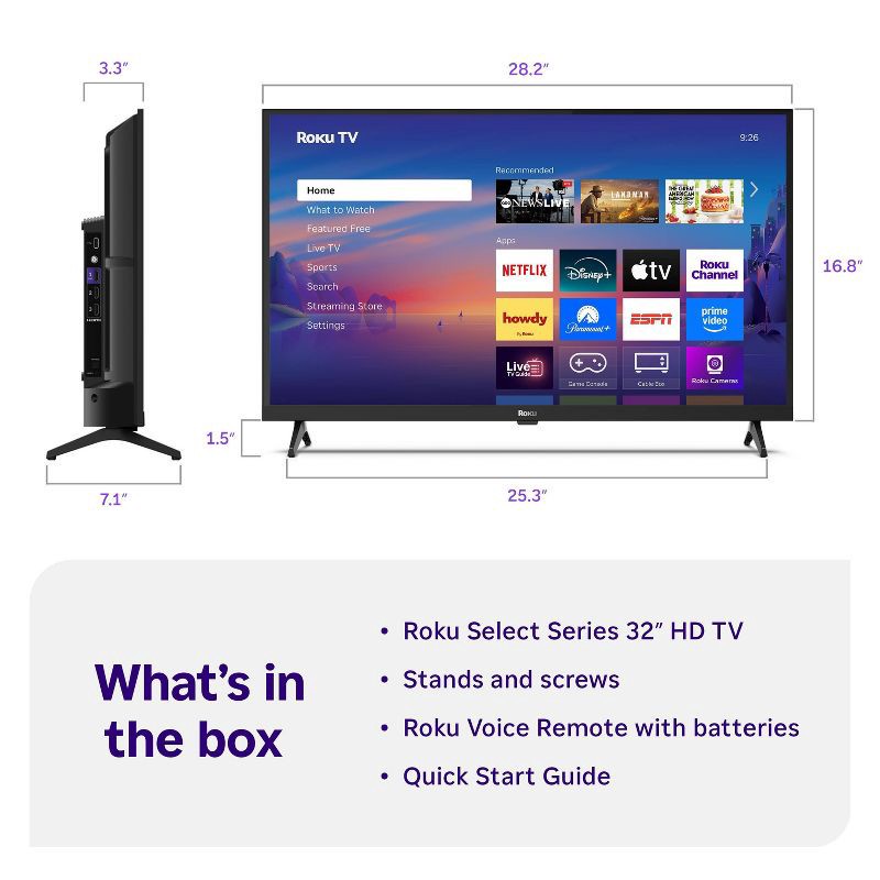 slide 9 of 14, Roku 32" Select Series 720p HD Smart Roku TV with Roku TV Remote, 1 ct