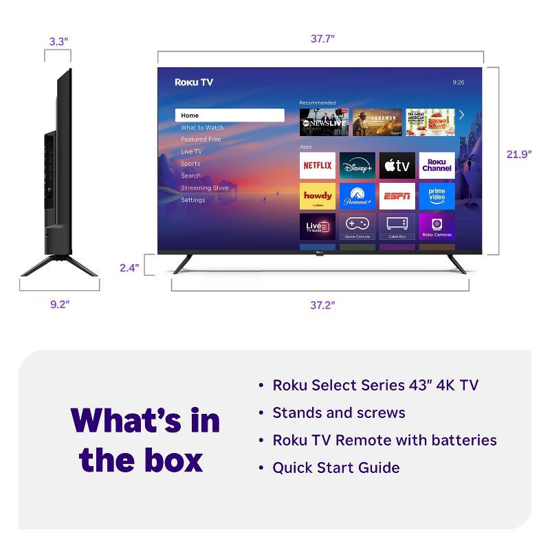 slide 6 of 11, Roku 43" Select Series 4K HDR Smart Roku TV with Roku TV Remote, 1 ct
