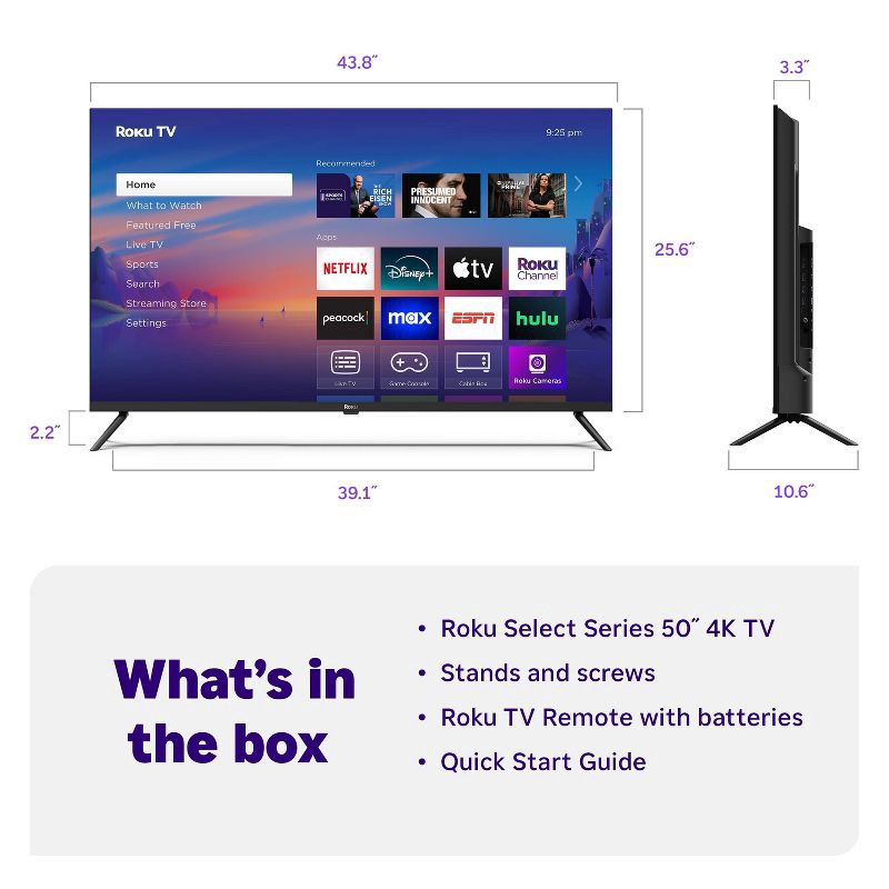 slide 7 of 11, Roku 50" Select Series 4K HDR Smart Roku TV with Roku TV Remote, 1 ct