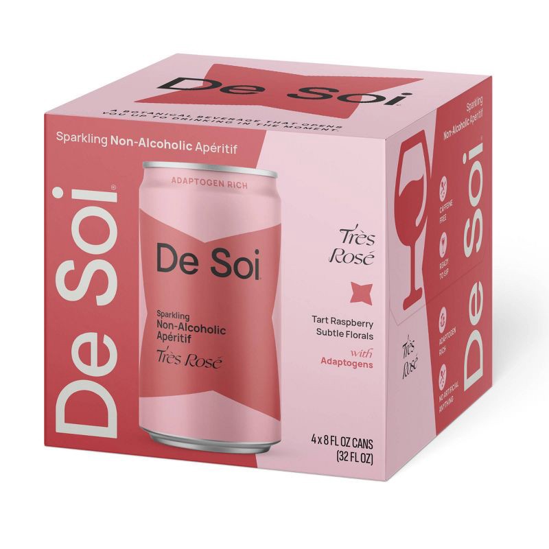slide 1 of 5, De Soi Très Rosé Non-Alcoholic Aperitif - 4pk/8 fl oz Cans, 4 ct, 8 fl oz