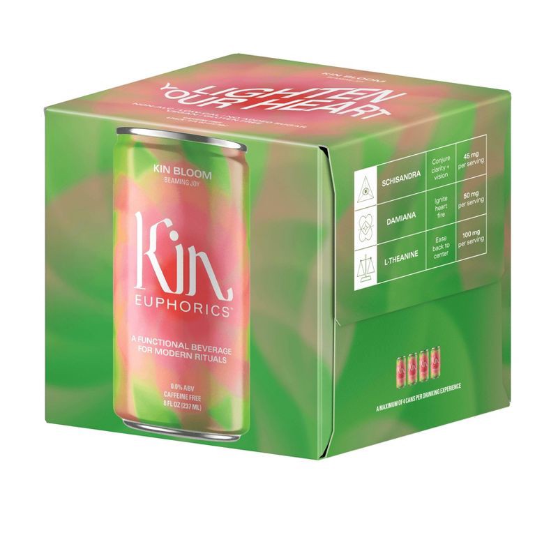 slide 1 of 4, Kin Euphorics Bloom Non-Alcoholic - 4pk/8 fl oz Cans, 4 ct, 8 fl oz