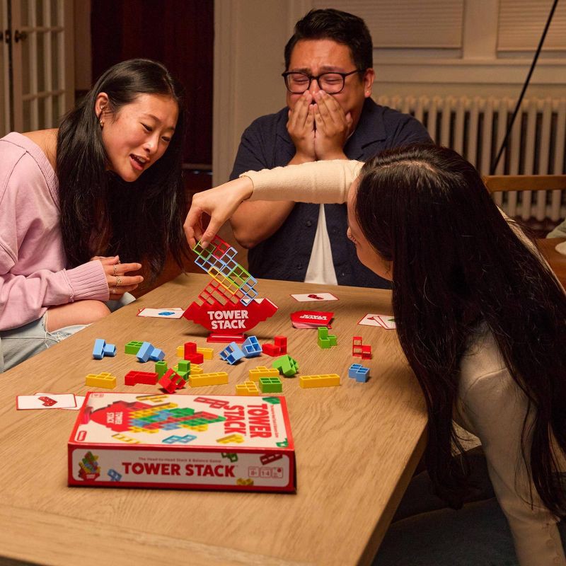 slide 4 of 8, Tower Stack Game by What Do You Meme?: Classic Creative Thinking Play for 2+ Players, 1 ct