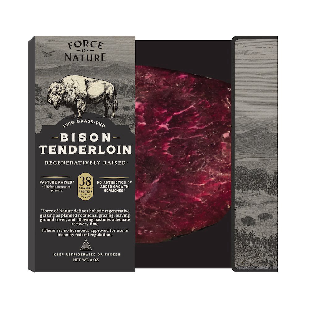 slide 1 of 1, Force of Nature Fresh Grass Fed Bison Tenderloin Steak, 6 oz