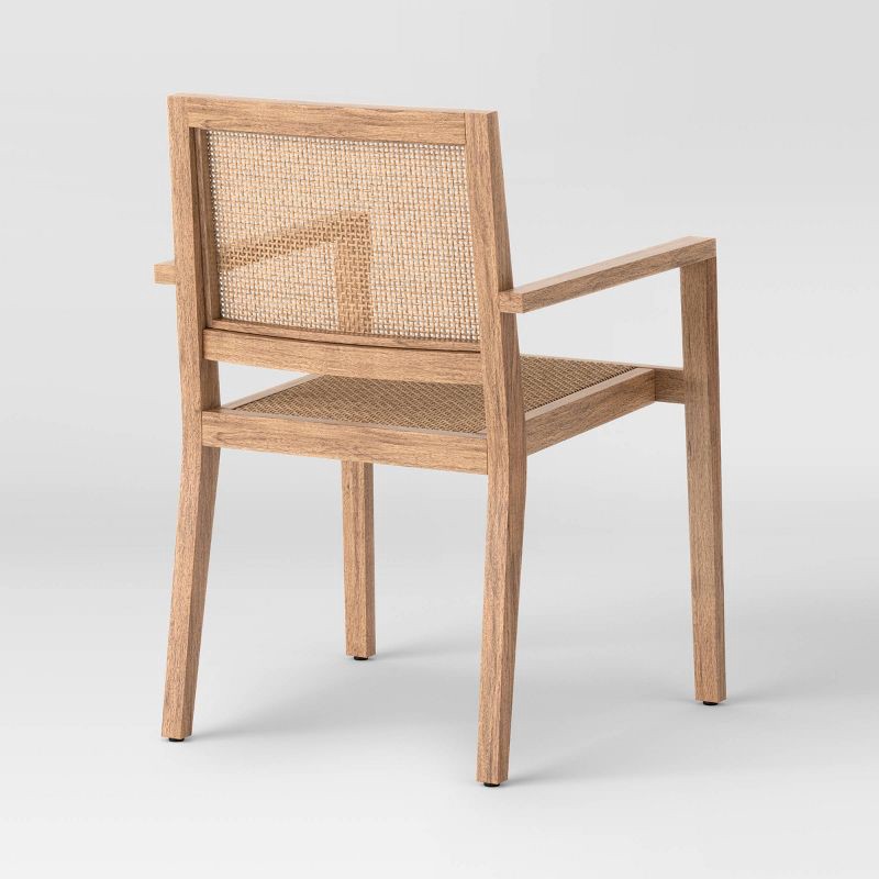 slide 4 of 5, Threshold designed w/Studio McGee Wood Caning Stackable Patio Chair Brown - Threshold™ designed with Studio McGee, 1 ct