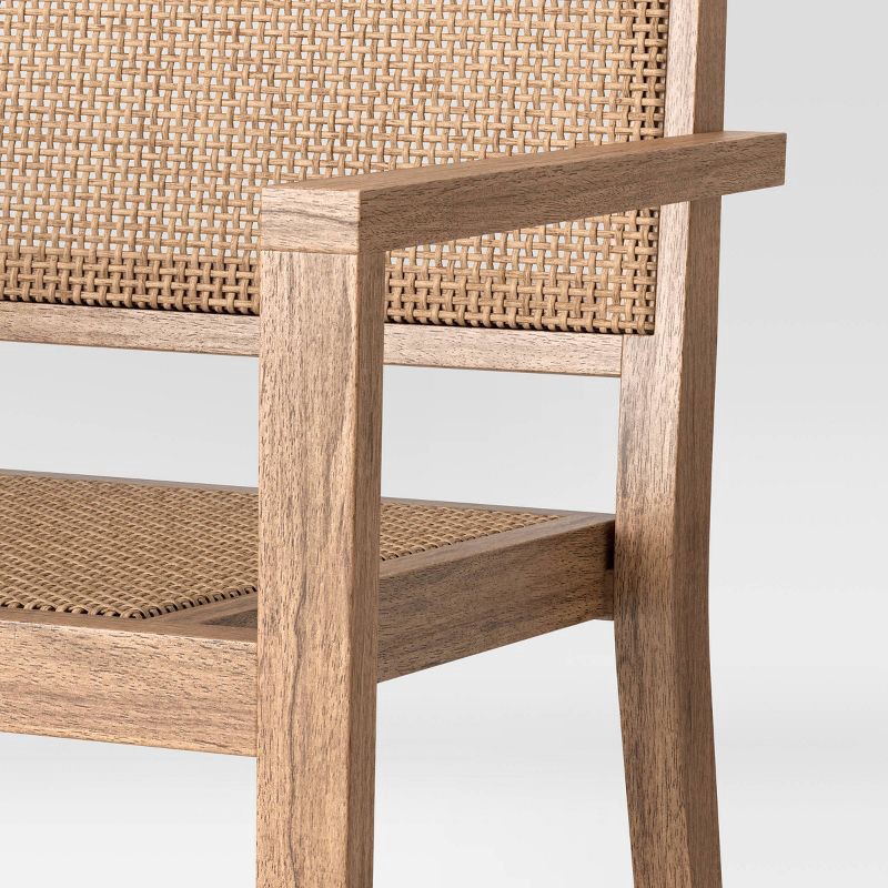 slide 5 of 5, Threshold designed w/Studio McGee Wood Caning Stackable Patio Chair Brown - Threshold™ designed with Studio McGee, 1 ct