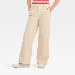 Girls' Mid-Rise Wide Leg Trouser Jeans - Cat & Jack™ Beige 14