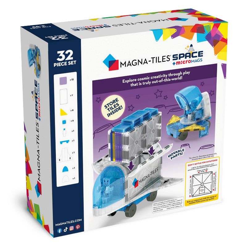 slide 9 of 9, MAGNA-TILES Space: Magnetic Building Sets for Kids, Educational Toy for Creative Thinking, Math, Fine Motor Skills, Engineering, 1 ct