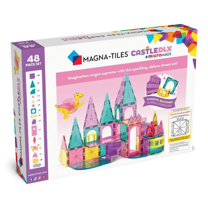 slide 9 of 9, MAGNA-TILES Castle DLX: 48-Piece Magnetic Building Set for Creative Thinking & Engineering Skills, 1 ct