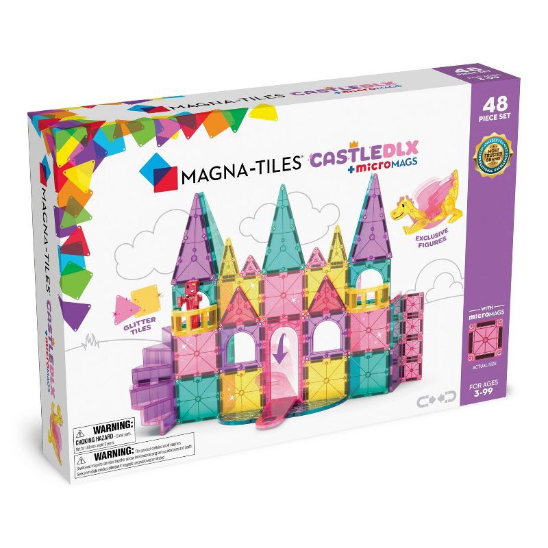 slide 1 of 9, MAGNA-TILES Castle DLX: 48-Piece Magnetic Building Set for Creative Thinking & Engineering Skills, 1 ct