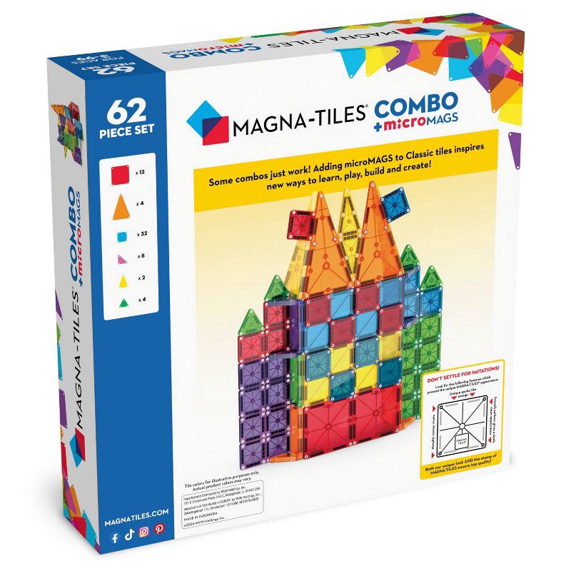 slide 7 of 7, MAGNA-TILES Combo microMAGS 62pc: Educational Magnetic Building Set for Creative Thinking & Fine Motor Skills, 62 ct