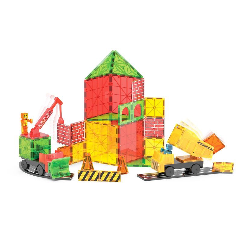 slide 6 of 7, MAGNA-TILES Builder XL Trucks: Educational Magnetic Building Set, 50 Pieces, Focus on Math & Engineering Skills, 50 ct