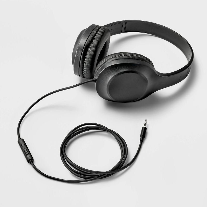 slide 2 of 4, Wired On-Ear Headphones With Microphone - heyday™ Black, 1 ct