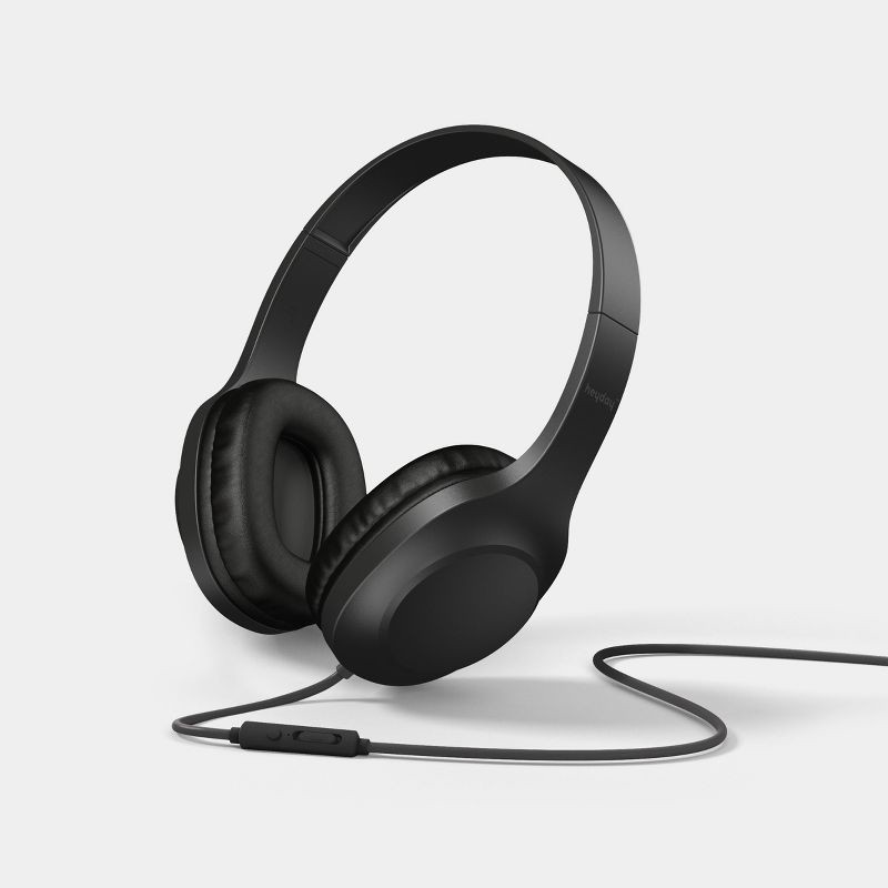 slide 1 of 6, Wired On-Ear Headphones With Microphone - heyday™ Black, 1 ct