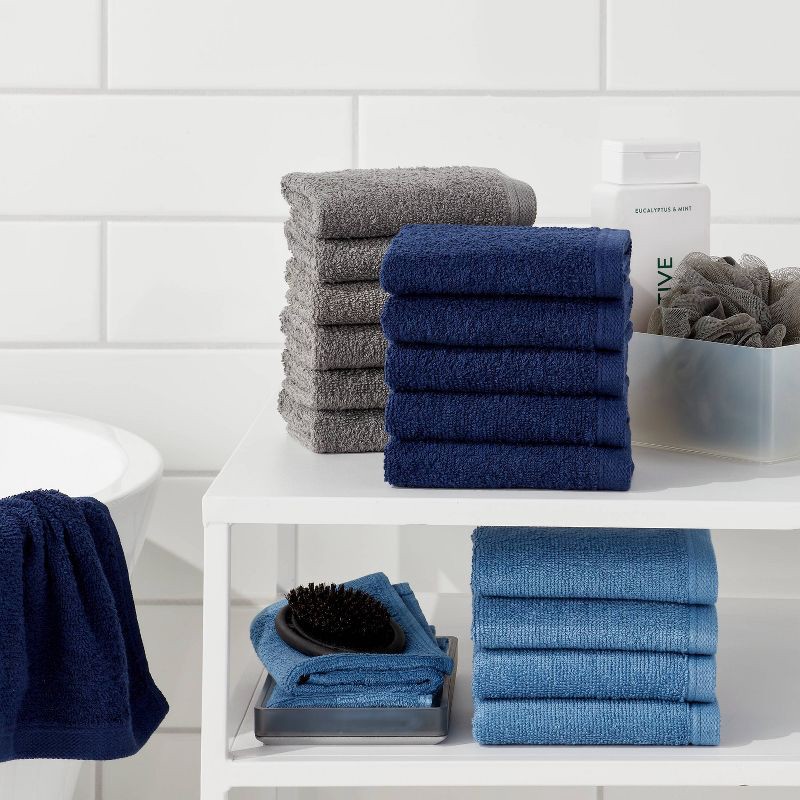 slide 2 of 4, 18pk Everyday Washcloths Blue/Gray - Room Essentials™, 18 ct