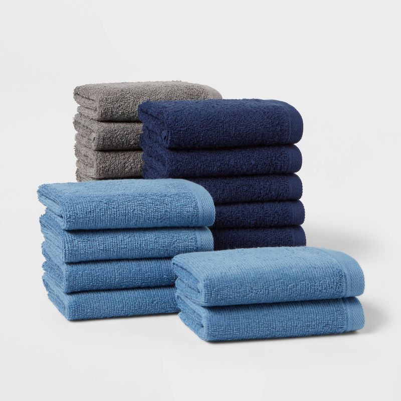slide 1 of 4, 18pk Everyday Washcloths Blue/Gray - Room Essentials™, 18 ct