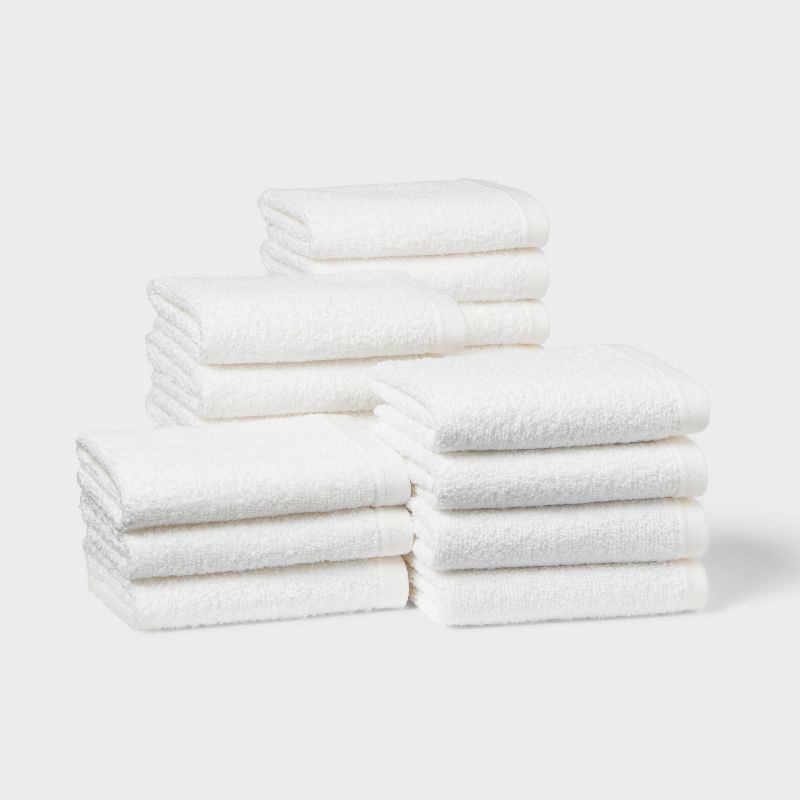 slide 1 of 4, 18pk Everyday Washcloths White - Room Essentials™, 18 ct