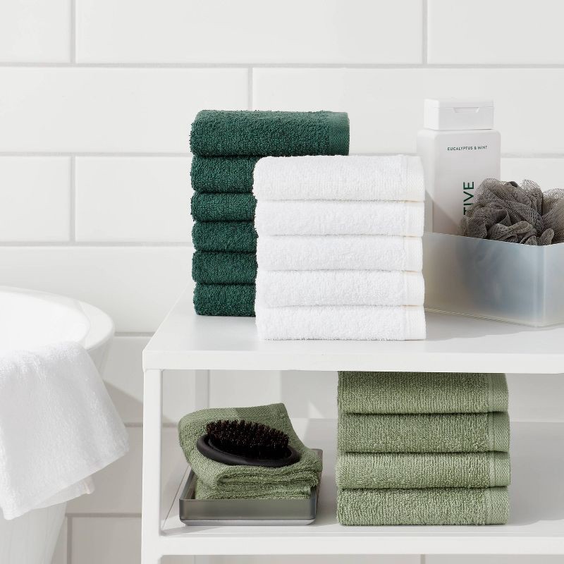 slide 2 of 4, 18pk Everyday Washcloths Green/White - Room Essentials™, 18 ct