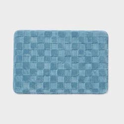 20"x30" Everyday Checked Cushion Bath Rug Quilt Blue - Room Essentials™