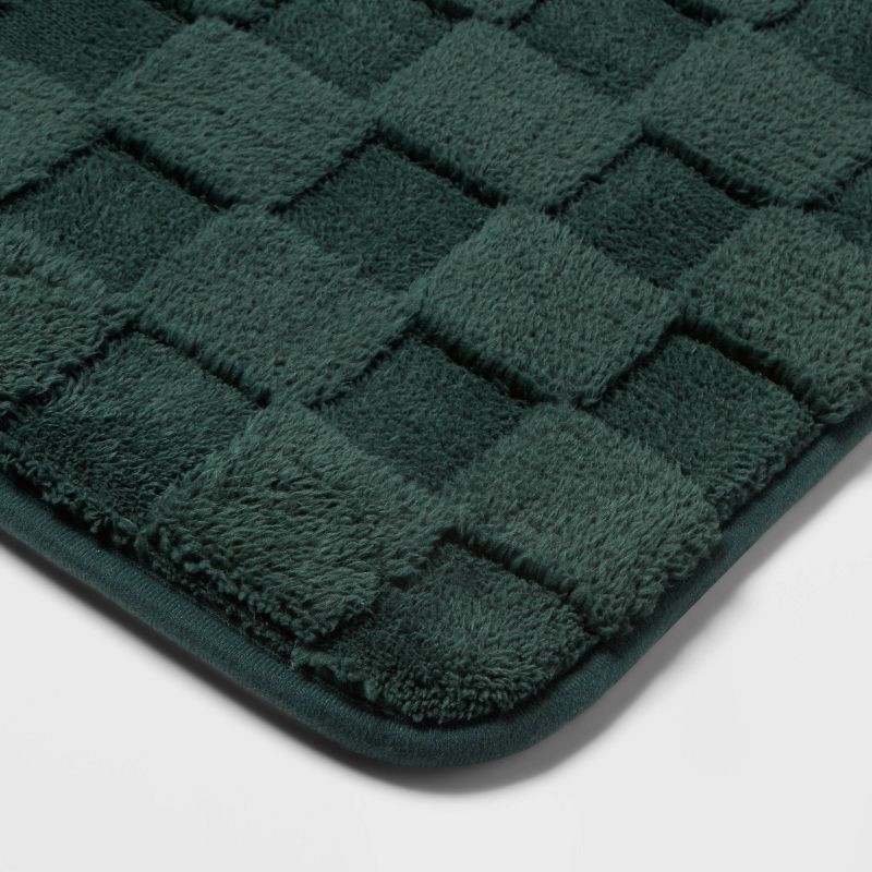 slide 3 of 4, 20"x30" Everyday Checked Cushion Bath Rug Dark Green - Room Essentials™, 1 ct