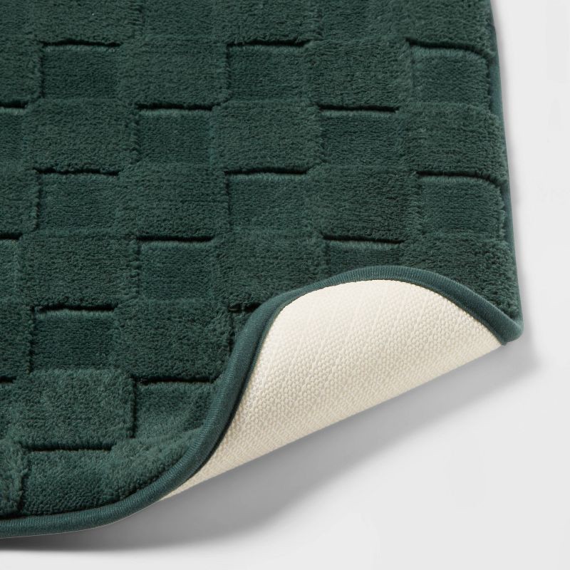 slide 4 of 4, 20"x30" Everyday Checked Cushion Bath Rug Dark Green - Room Essentials™, 1 ct