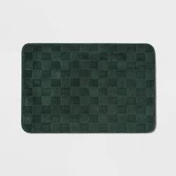 20"x30" Everyday Checked Cushion Bath Rug Dark Green - Room Essentials™
