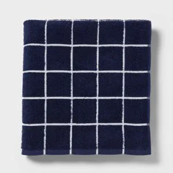Everyday Bath Sheet Grid Navy/White - Room Essentials™