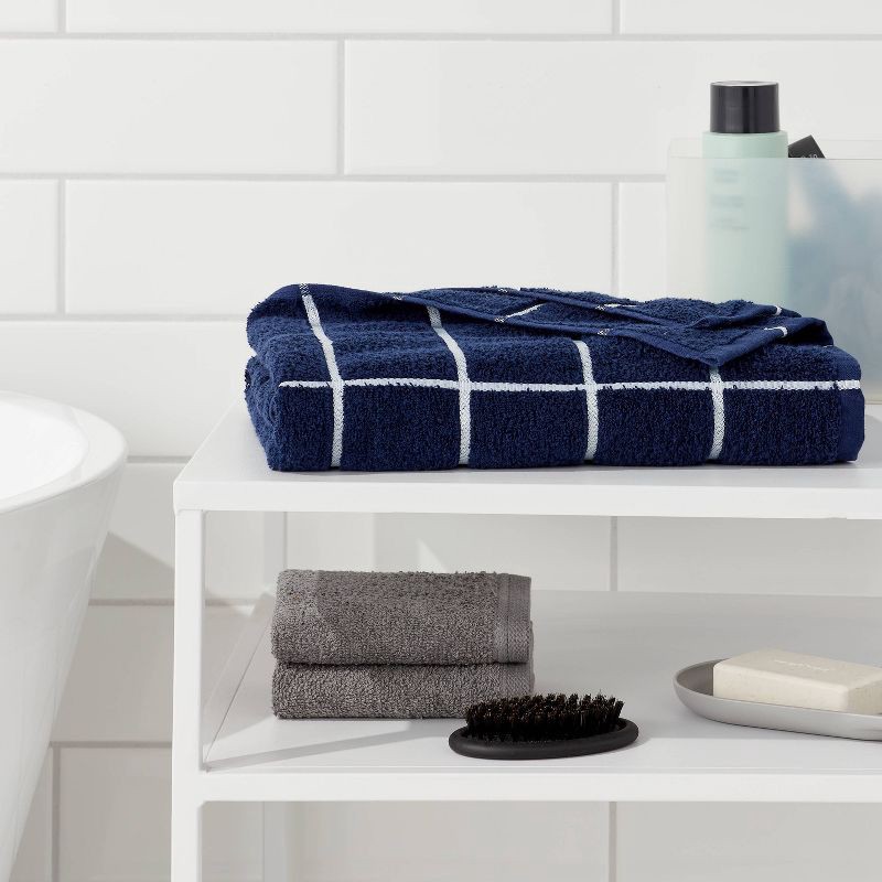 slide 2 of 4, Everyday Bath Towel Grid Navy/White - Room Essentials™, 1 ct