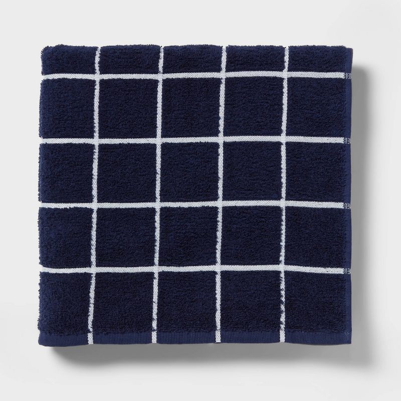 slide 1 of 4, Everyday Bath Towel Grid Navy/White - Room Essentials™, 1 ct