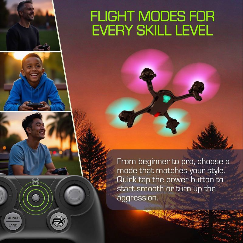 slide 6 of 8, Sky Viper Nova Light Show Drone: Beginner Remote Control, 100m Range, 17mph Speed, Bluetooth, Outdoor Use, 1 ct