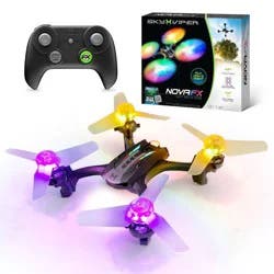 Sky Viper Nova Light Show Drone: Beginner Remote Control, 100m Range, 17mph Speed, Bluetooth, Outdoor Use