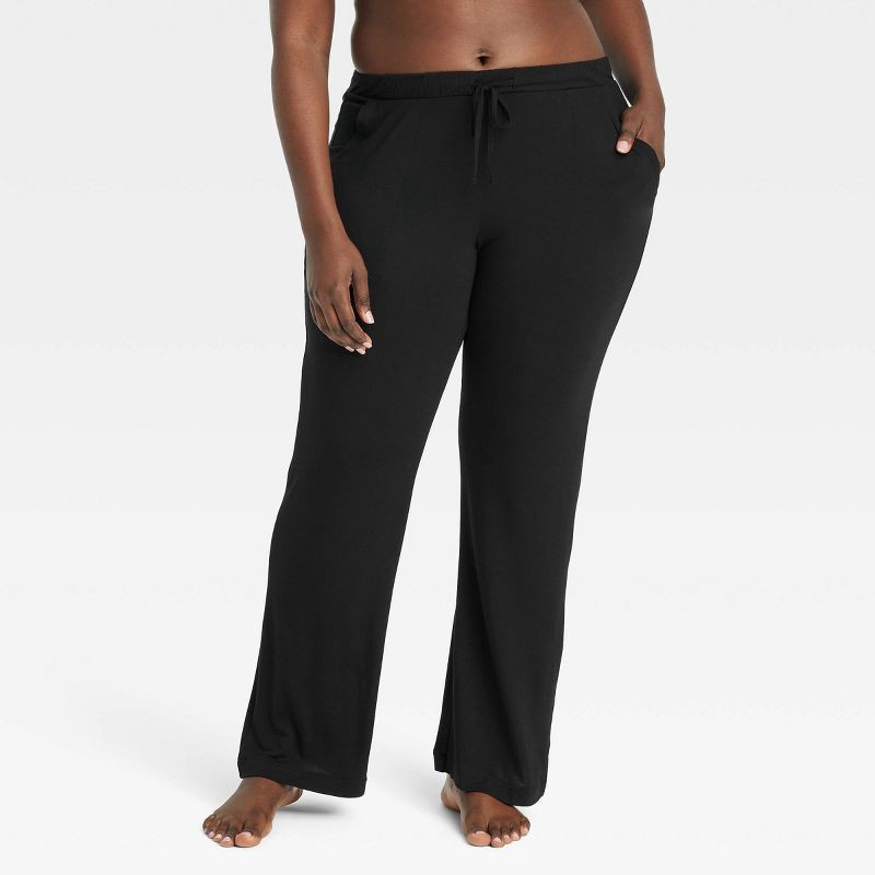 slide 4 of 5, Women's Cloud Knit Modal Pajama Pants - Auden™ Black XL: Modal-Spandex Blend, Midweight, Regular Fit, Side Pocket, Pull-On Waistband, 1 ct