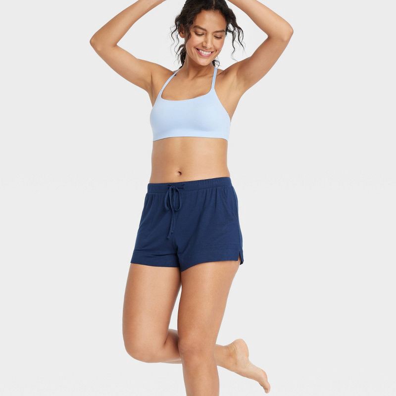 slide 3 of 3, Women's Cloud Knit Modal Pajama Shorts - Auden™ Navy Blue S: Modal-Spandex Blend, Pull-On Waist, Side Pocket, 1 ct