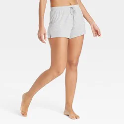 Women's Cloud Knit Modal Pajama Shorts - Auden™ Heathered Gray L: Modal-Spandex, Midweight, Side Pocket