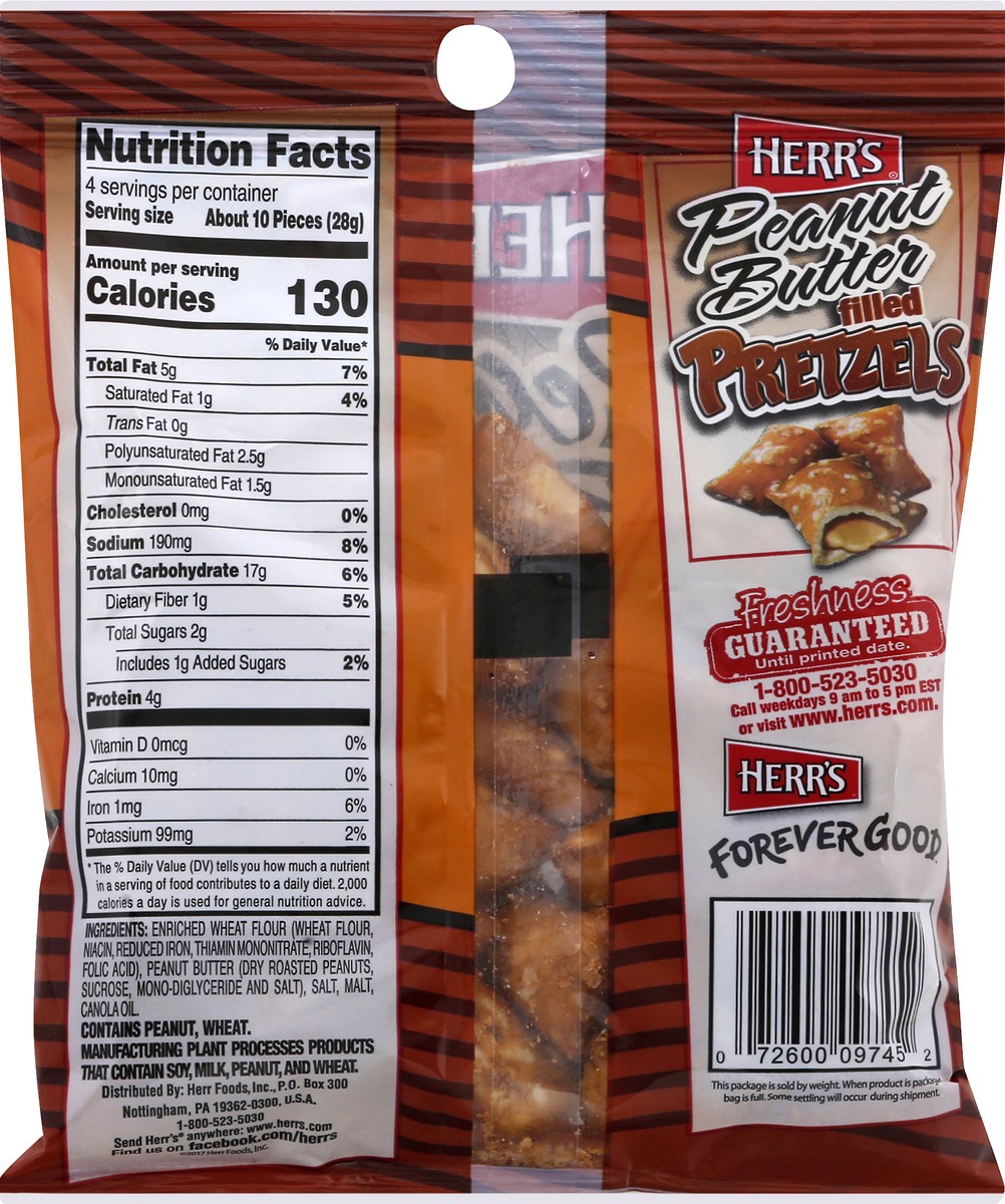 slide 10 of 10, Herr's Peanut Butter Filled Pretzels, 4 oz