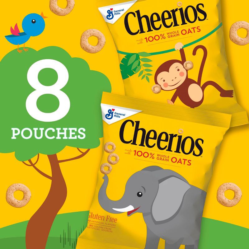 slide 3 of 7, Cheerios On The Go Breakfast Cereal Pouches - 8ct/7.33oz, 8 ct, 7.33 oz