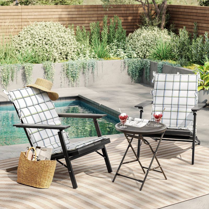 slide 2 of 4, 18.25"x42" Grid Adirondack Outdoor Chair Cushion White - Room Essentials™, 1 ct