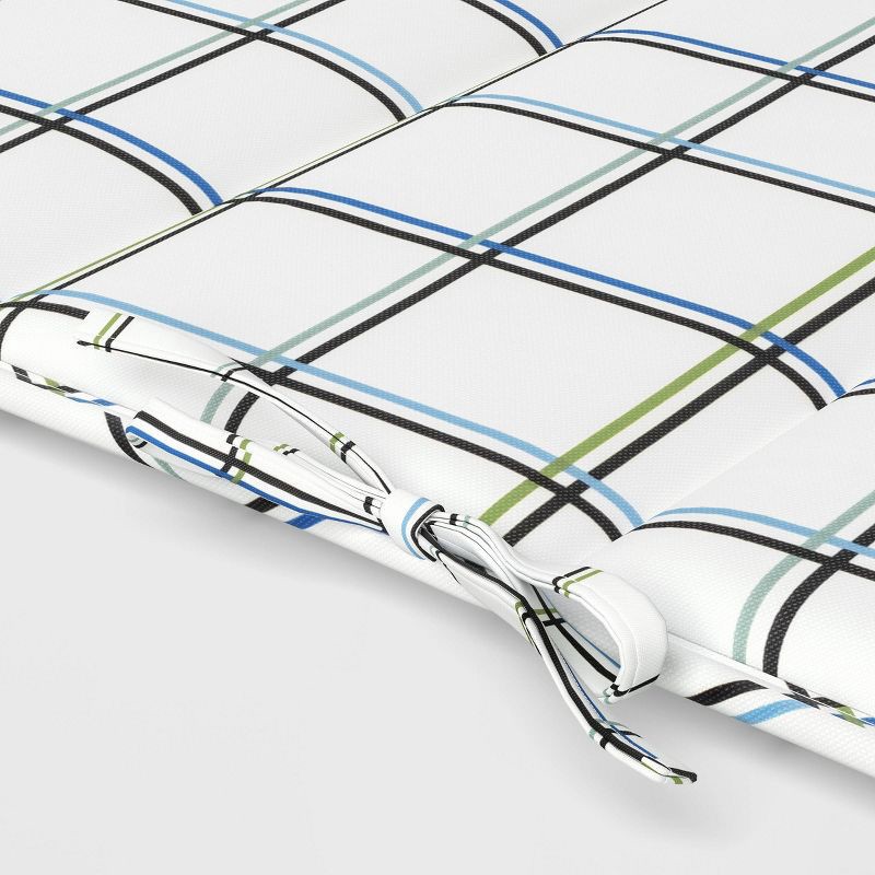 slide 3 of 4, 18.25"x42" Grid Adirondack Outdoor Chair Cushion White - Room Essentials™, 1 ct