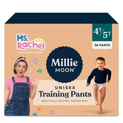 Millie Moon Ms Rachel Disposable Training Pants Size 4T-5T - 56 Count: Hypoallergenic, Wetness Indicator, Leak Guards