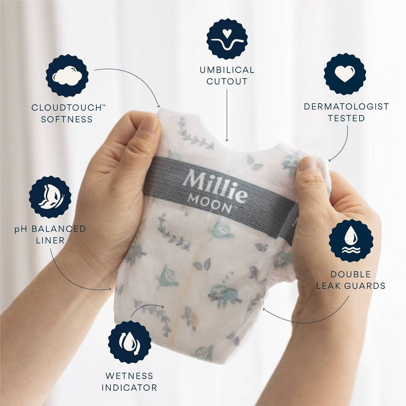 slide 3 of 10, Millie Moon Luxury Disposable Diapers - Newborn - 96ct, 96 ct