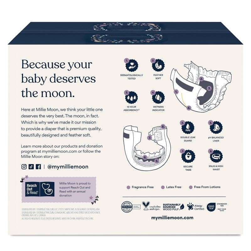 slide 2 of 10, Millie Moon Luxury Disposable Diapers - Size 7 - 44ct, 7 x 44 ct