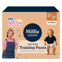 Millie Moon Ms Rachel Disposable Training Pants Size 2T-3T - 72 Count: Hypoallergenic, Wetness Indicator, Leak Guards
