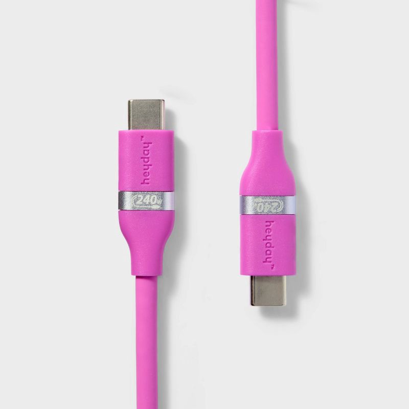 slide 1 of 3, 6' USB-C to USB-C Fast Charging Silicone Cable - heyday™ Neon Violet, 1 ct