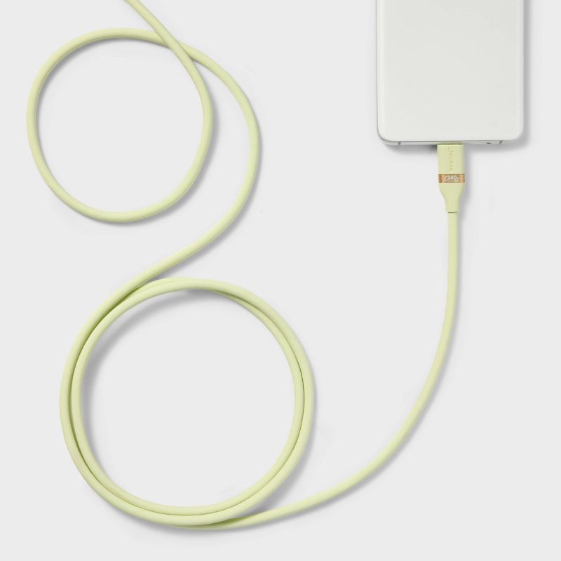 slide 2 of 3, 6' USB-C to USB-C Fast Charging Silicone Cable - heyday™ Matcha: Male-To-Male Cord, 1 ct