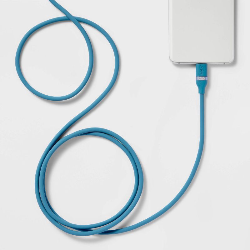 slide 2 of 3, 6' USB-C to USB-C Fast Charging Silicone Cable - heyday™ Bluebird: Male-To-Male Connections, 1 ct