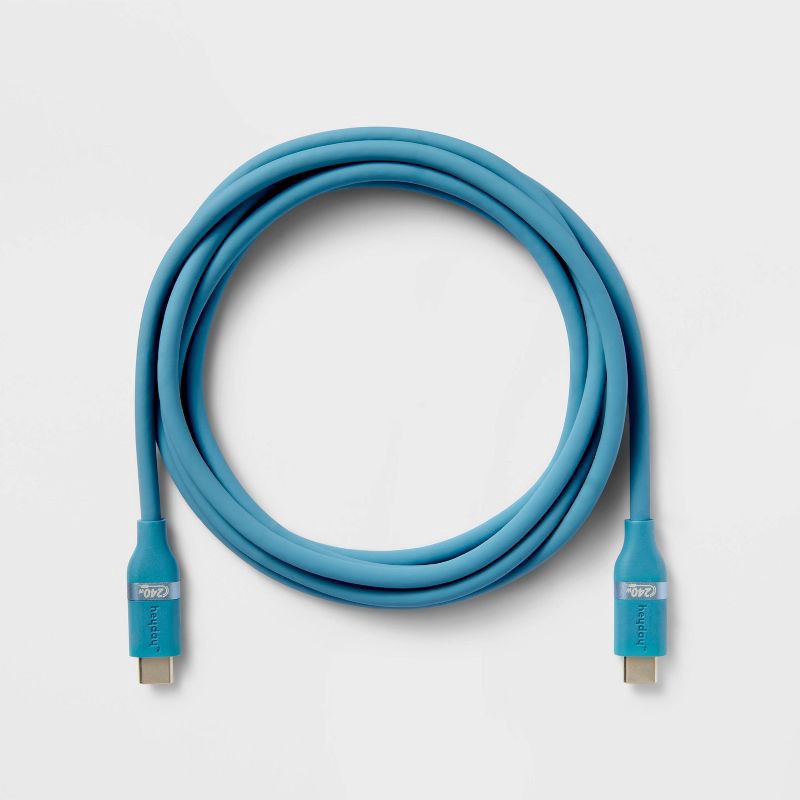 slide 3 of 3, 6' USB-C to USB-C Fast Charging Silicone Cable - heyday™ Bluebird: Male-To-Male Connections, 1 ct