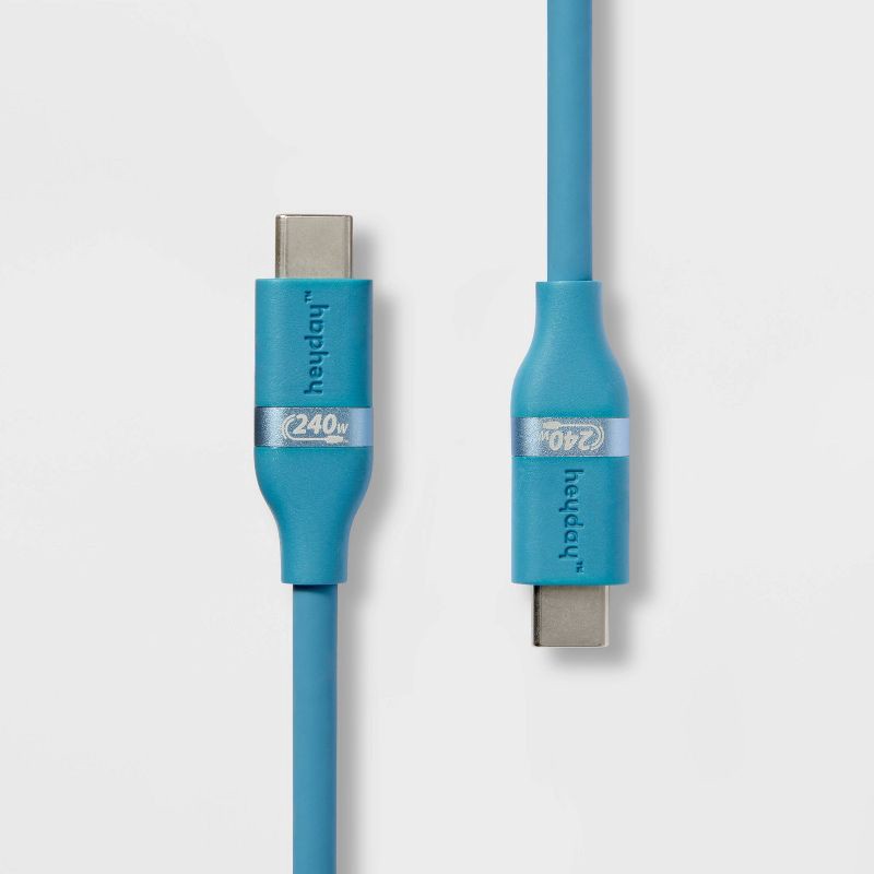 slide 1 of 3, 6' USB-C to USB-C Fast Charging Silicone Cable - heyday™ Bluebird: Male-To-Male Connections, 1 ct