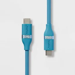 6' USB-C to USB-C Fast Charging Silicone Cable - heyday™ Bluebird: Male-To-Male Connections