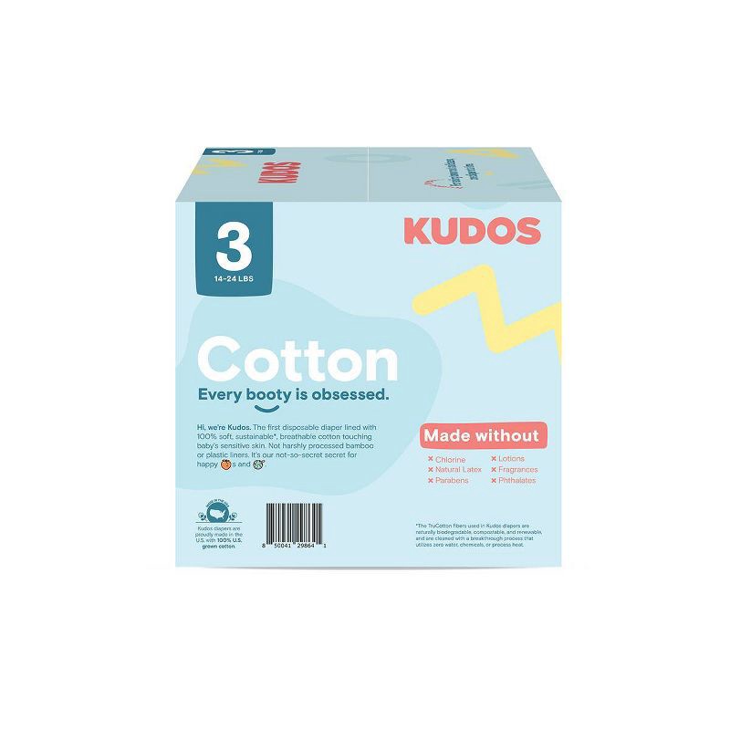 slide 4 of 14, Kudos Chlorine Free Cotton-Lined Disposable Diapers - Size 3 - 62ct, 3 x 62 ct