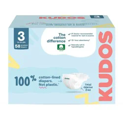 Kudos Chlorine Free Cotton-Lined Disposable Diapers - Size 3 - 58ct