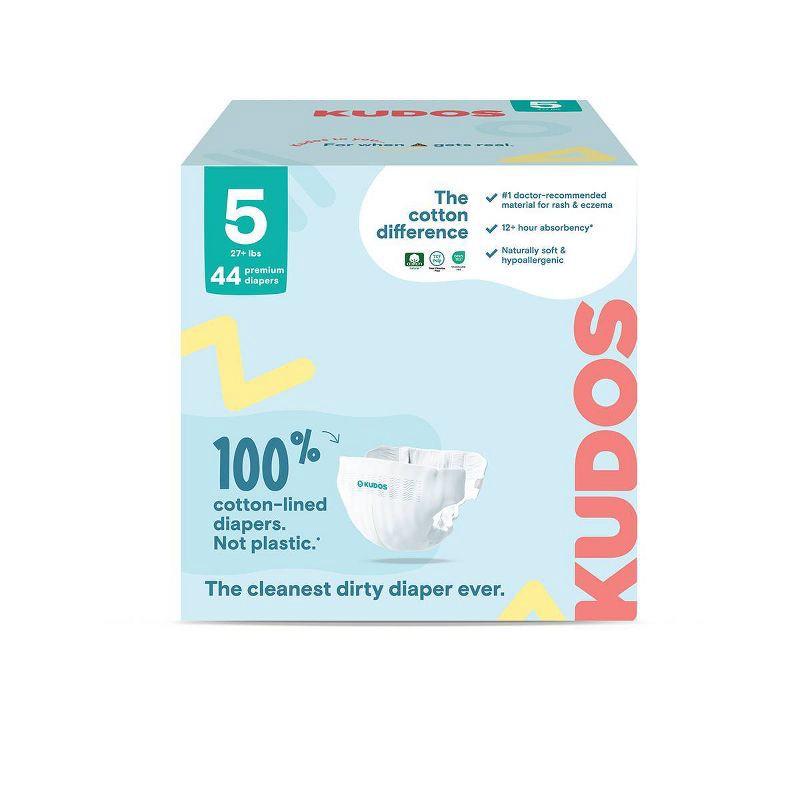 slide 1 of 14, Kudos Chlorine Free Cotton-Lined Disposable Diapers - Size 5 - 44ct, 5 x 44 ct